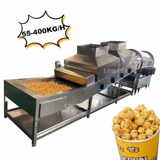 Linea di popcorn a controllo automatico, macchina per fare popcorn aromatizzati di alta qualità