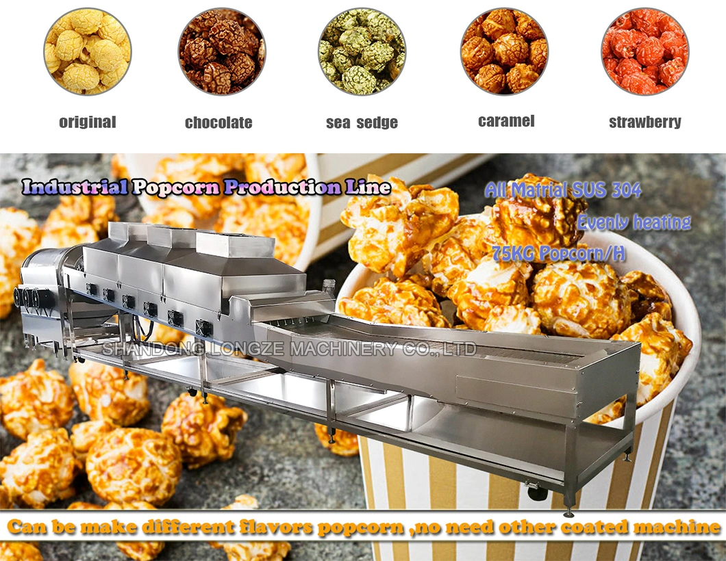 Automatic Commercial Mushroom Caramle Popcorn Production Line Processing Line with Gas Popcorn Machine