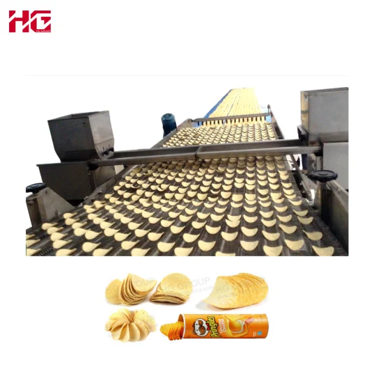 Linea di produzione automatica di patatine impilabili Pringles.  Macchina per la produzione di patatine fritte, friggitrice, frittura di biscotti, preparazione di torte, prodotti da forno, macchina per la lavorazione di snack